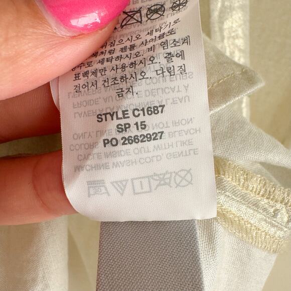 J. Crew Gold Button Up Pocket Front Camp Shirt Blouse - Size 4 - Picture 6 of 10